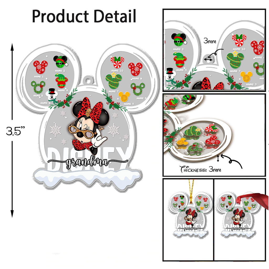 Personalized Acrylic Christmas Ornament Gift for Grandma One-sided Ornament GradoCreations