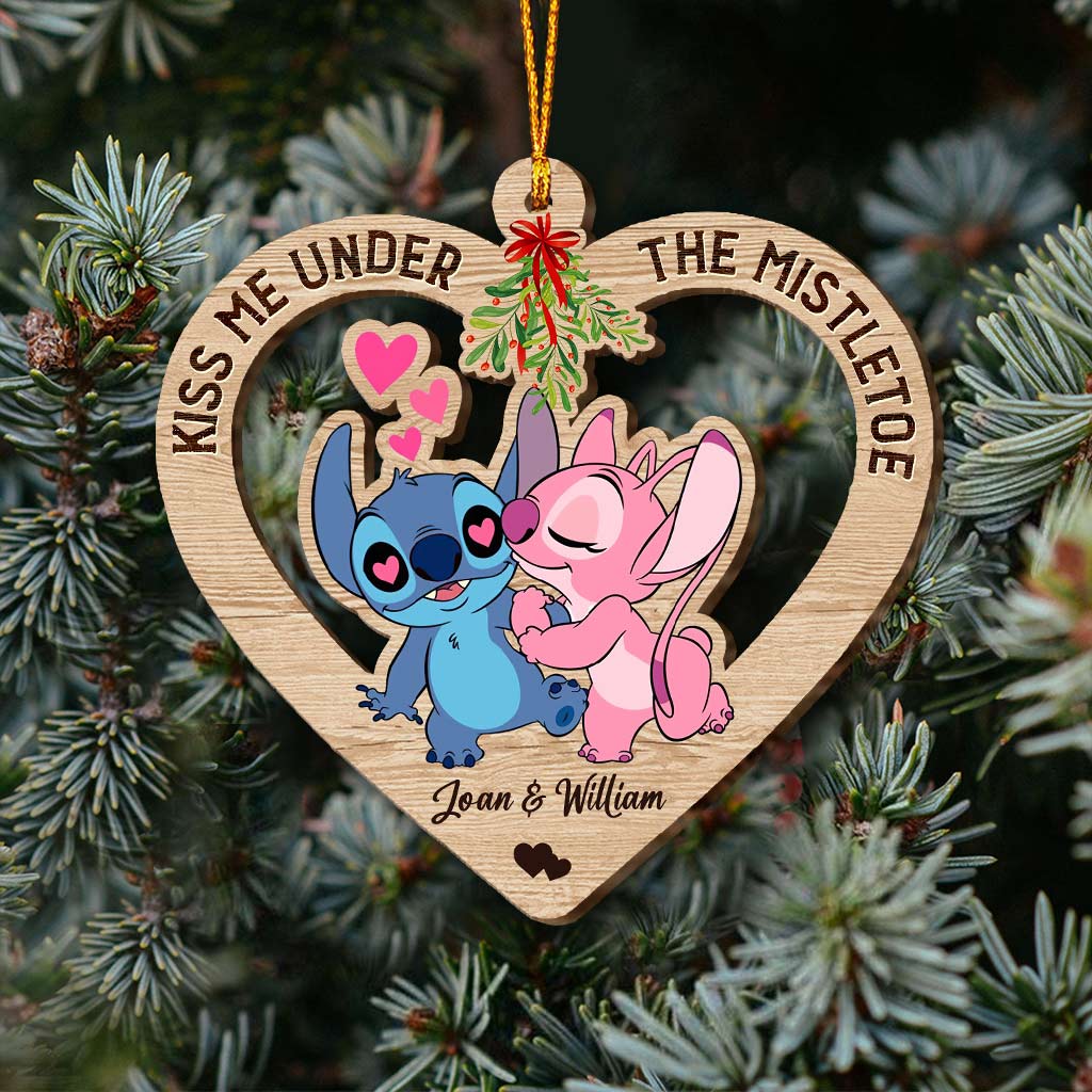 Personalized Mistletoe Ornament Custom Couples Gift for Christmas Ornament GradoCreations