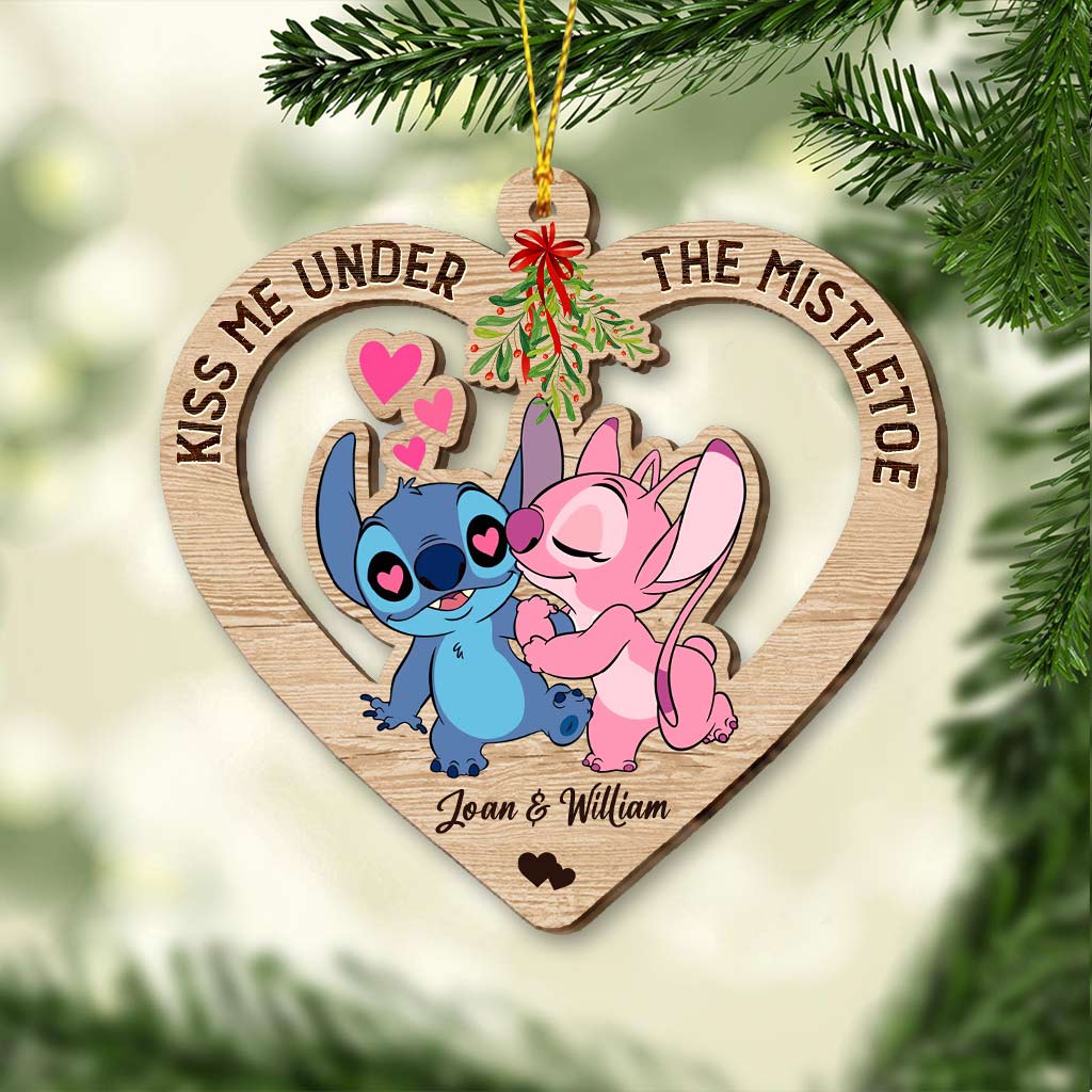 Personalized Mistletoe Ornament Custom Couples Gift for Christmas Ornament GradoCreations
