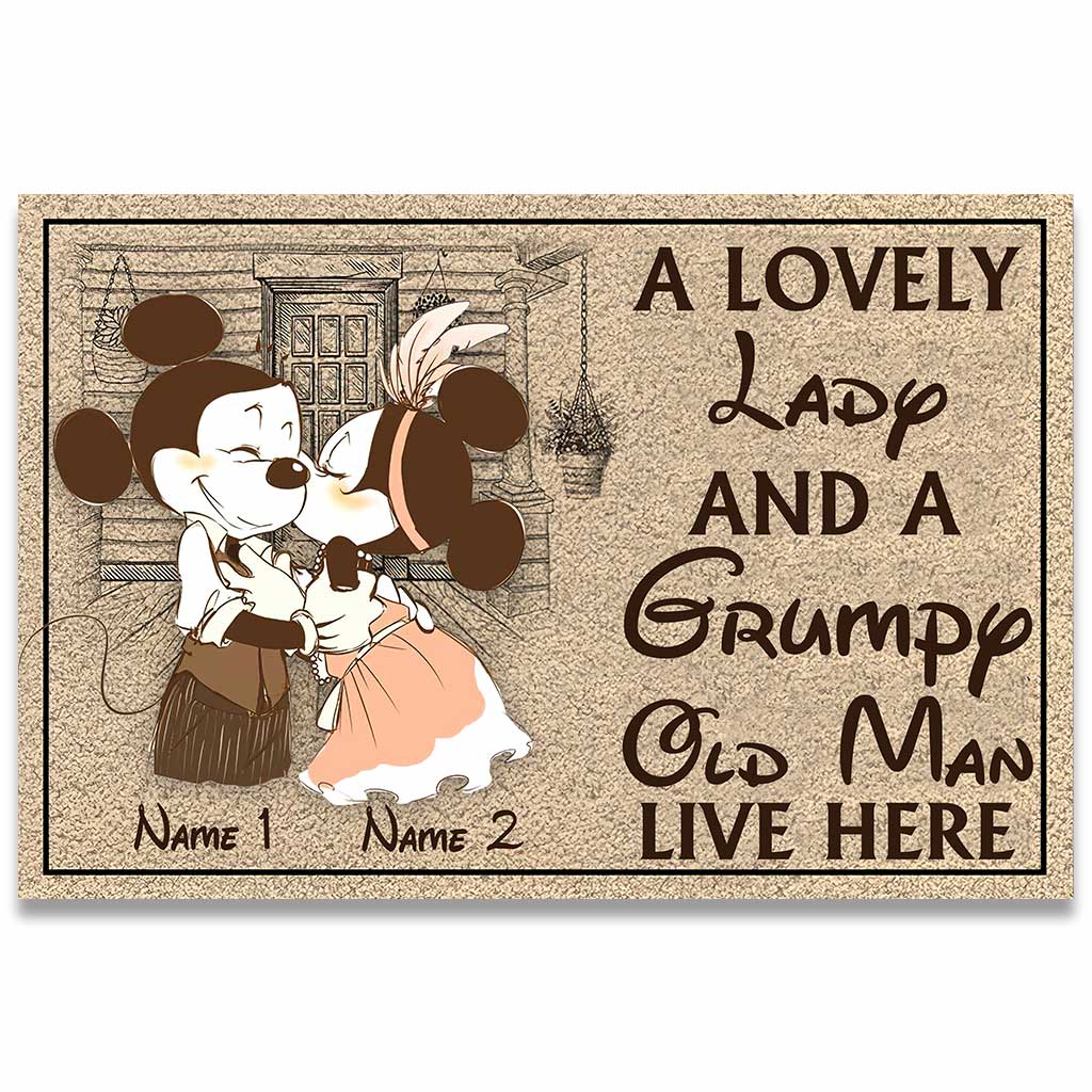 Personalized Couple Mouse Doormat Custom Names Gift for Home Doormat GradoCreations