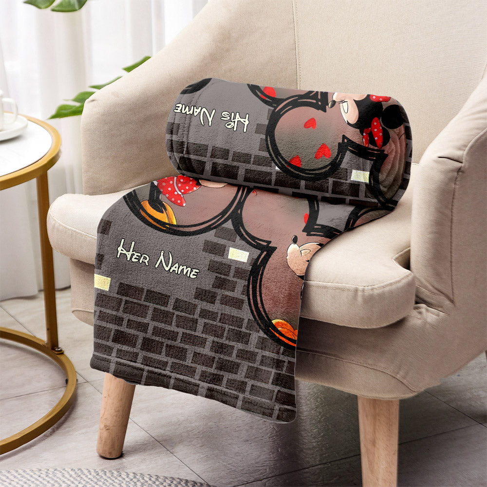 Personalized Cuddling Blanket for Couples - Custom Name Love Gift Blanket GradoCreations