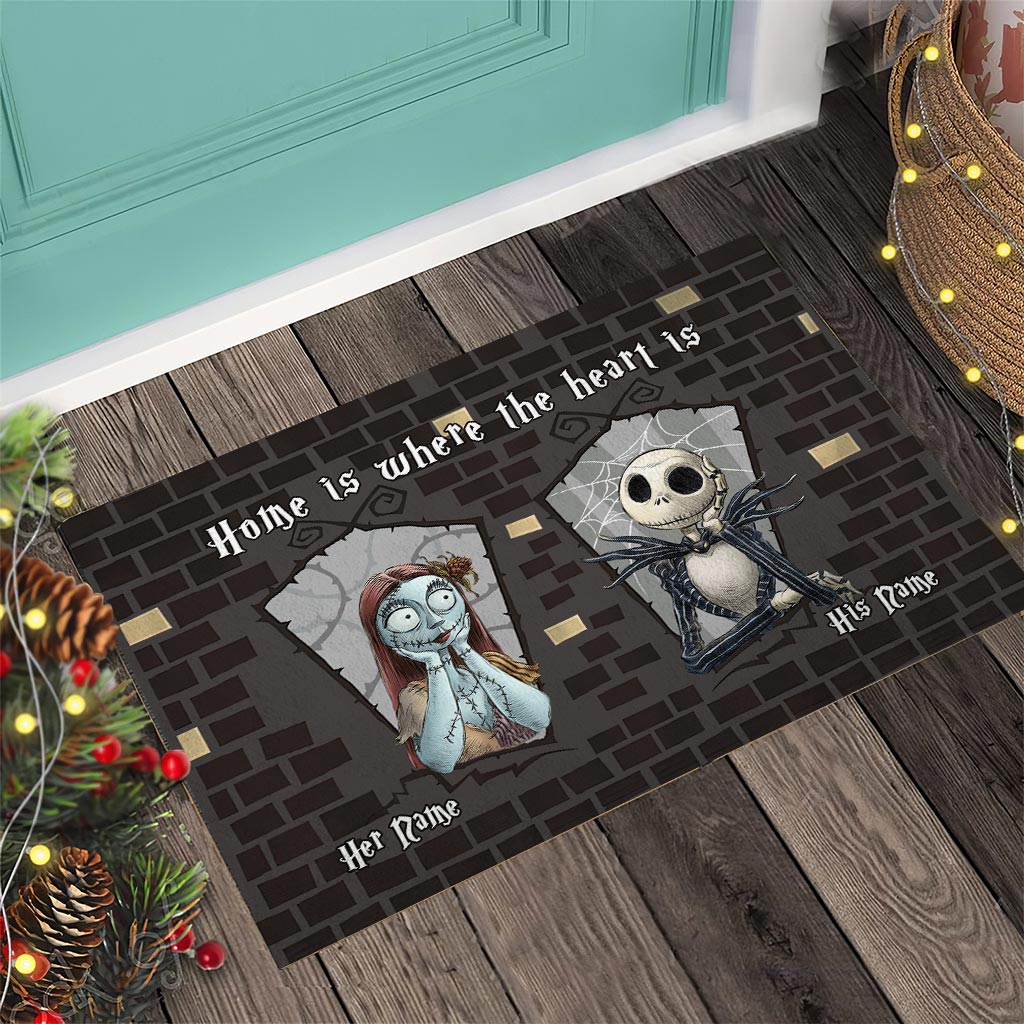 Personalized Couple Doormat Home Is Where The Heart Is Gift Doormat GradoCreations