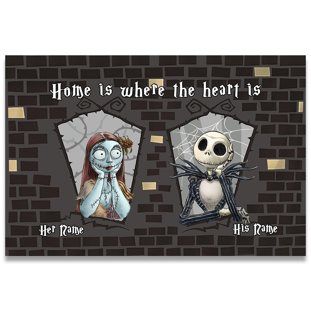 Personalized Couple Doormat Home Is Where The Heart Is Gift Doormat GradoCreations