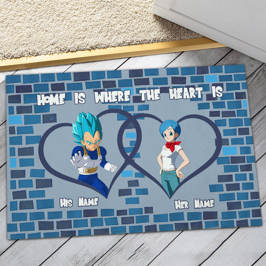 Personalized Doormat Home Is Where the Heart Is for Couples Doormat GradoCreations