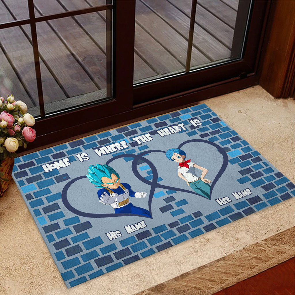 Personalized Doormat Home Is Where the Heart Is for Couples Doormat GradoCreations