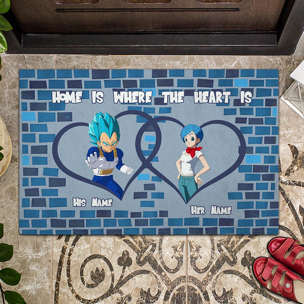 Personalized Doormat Home Is Where the Heart Is for Couples Doormat GradoCreations