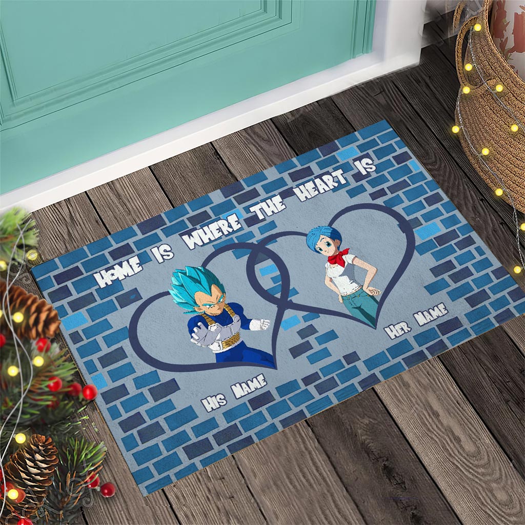 Personalized Doormat Home Is Where the Heart Is for Couples Doormat GradoCreations