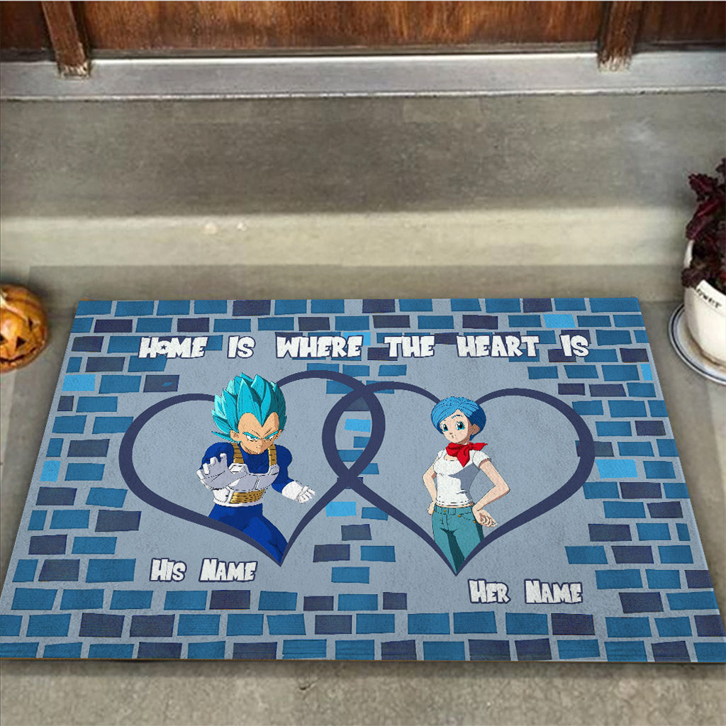 Personalized Doormat Home Is Where the Heart Is for Couples Doormat GradoCreations