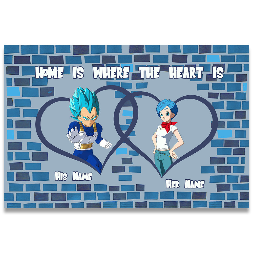 Personalized Doormat Home Is Where the Heart Is for Couples Doormat GradoCreations