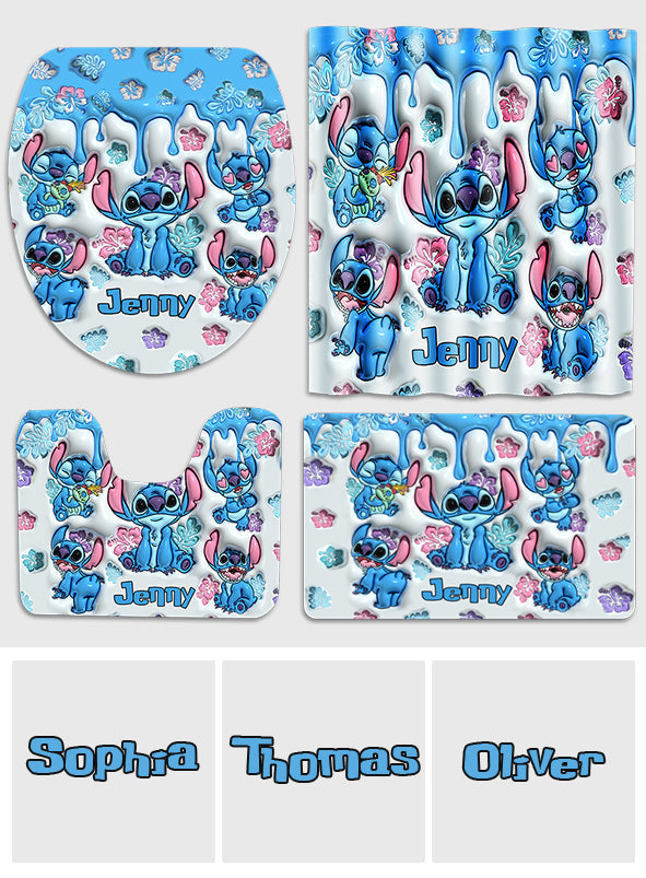 Personalized Ohana Bathroom Curtain & Mats Set for Kids Bathroom Curtain & Mats Set GradoCreations