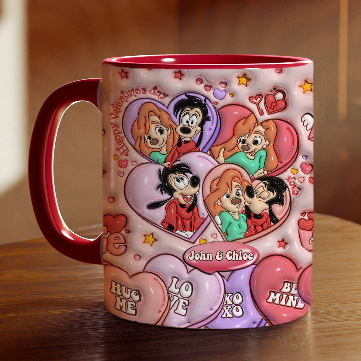 Personalized Valentine’s Day Accent Mug Custom Name Gift for Couple Accent Mug GradoCreations
