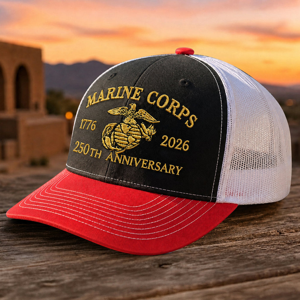 Personalized Marine Corps Trucker Hat Custom Embroidery Gift HN590 - Embroidered Trucker Hat fix GradoCreations