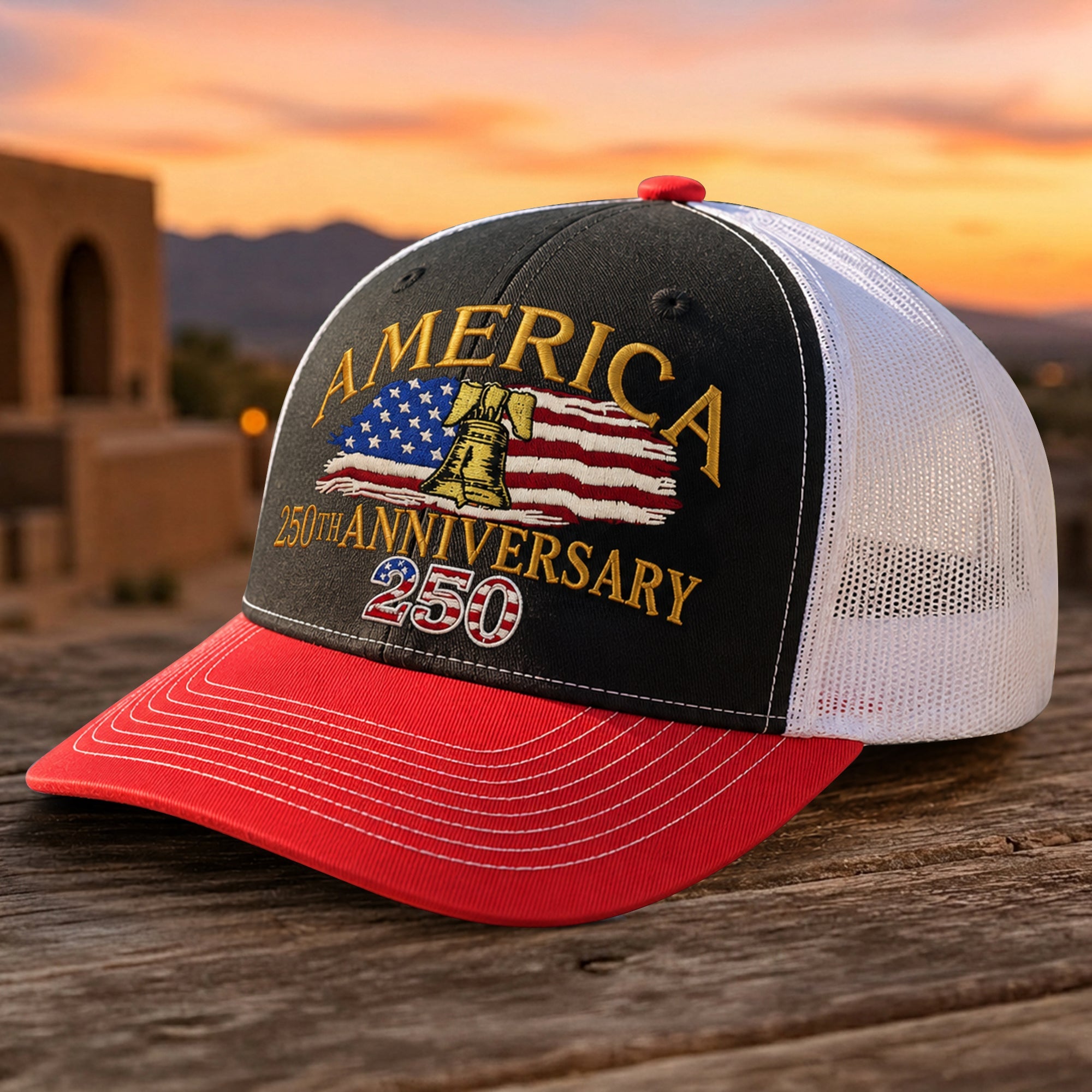 Personalized 250th Anniversary Trucker Hat Custom Name Gift HN590 - Embroidered Trucker Hat fix GradoCreations