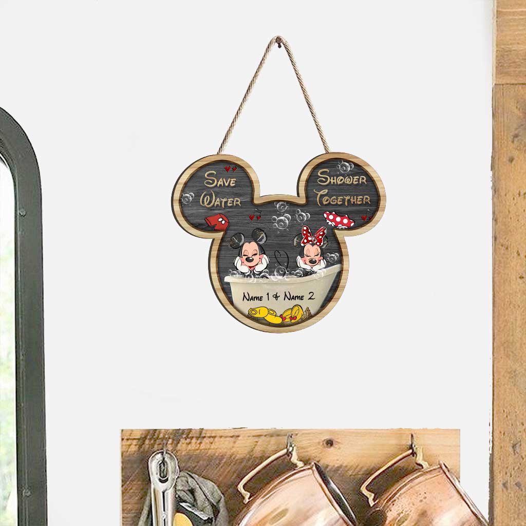 Personalized Mickey Mouse Wood Sign for Couples | Custom Name Gift Wood Sign GradoCreations