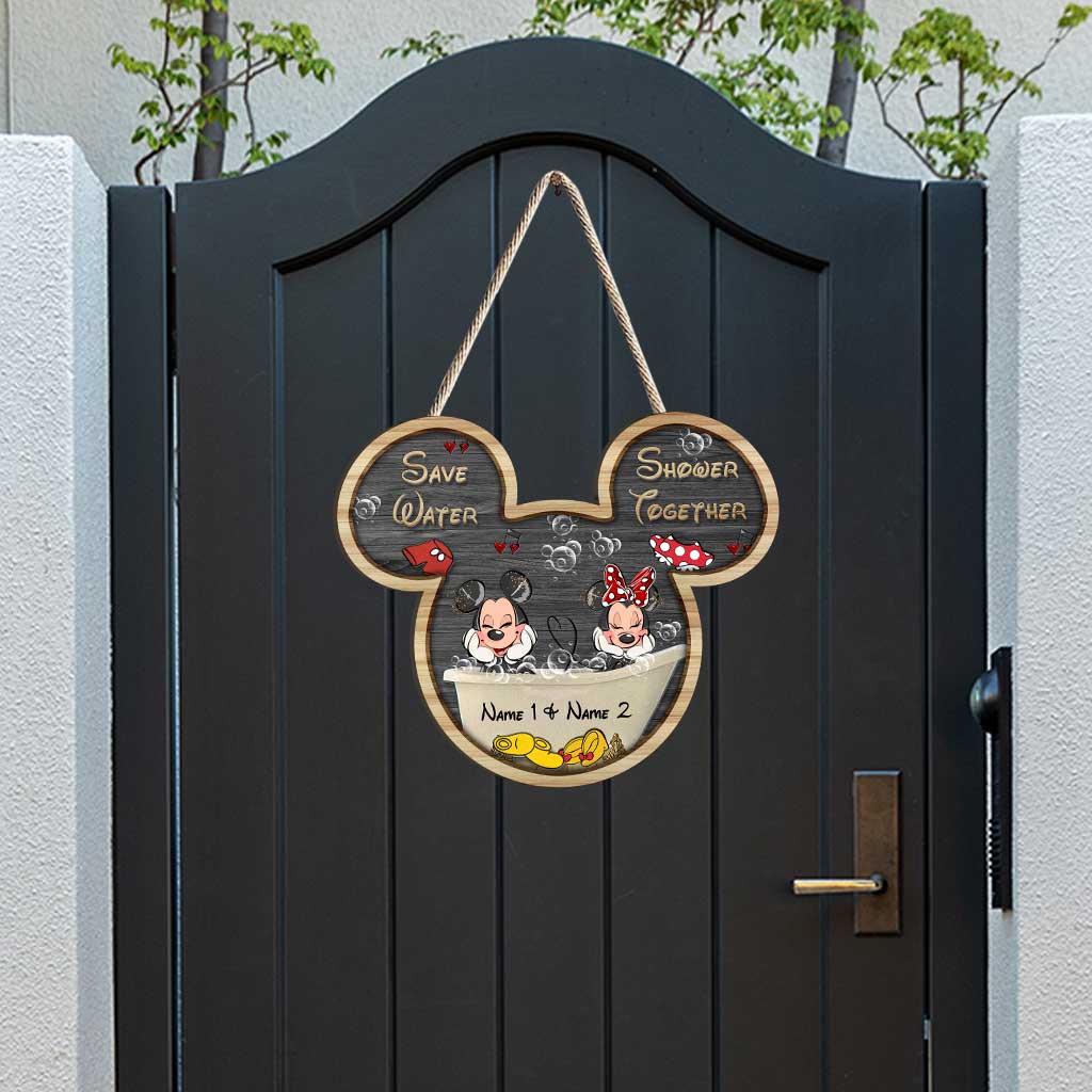 Personalized Mickey Mouse Wood Sign for Couples | Custom Name Gift Wood Sign GradoCreations