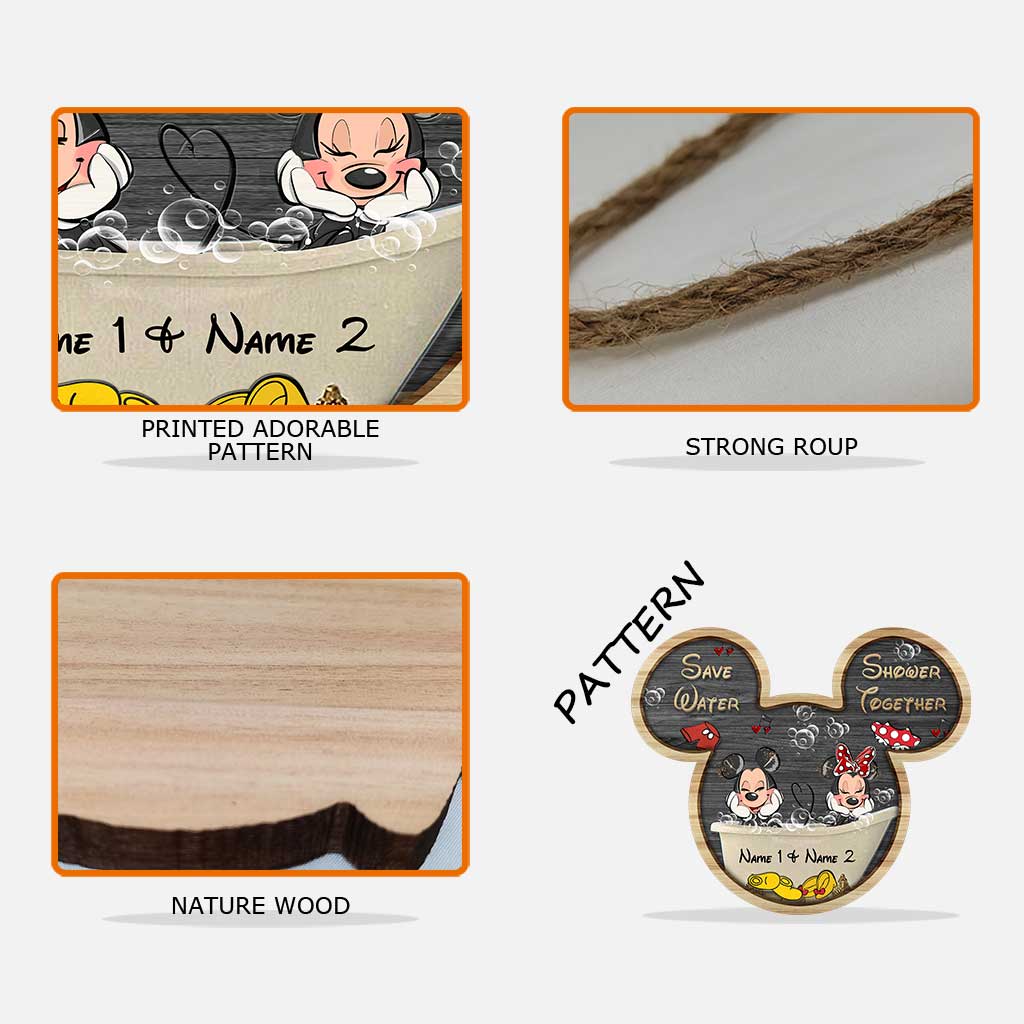 Personalized Mickey Mouse Wood Sign for Couples | Custom Name Gift Wood Sign GradoCreations