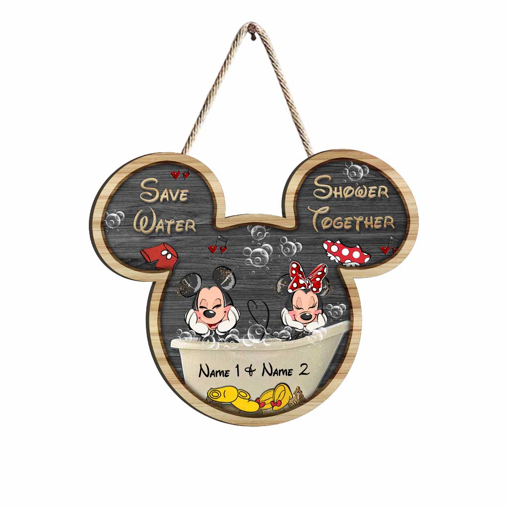 Personalized Mickey Mouse Wood Sign for Couples | Custom Name Gift Wood Sign GradoCreations