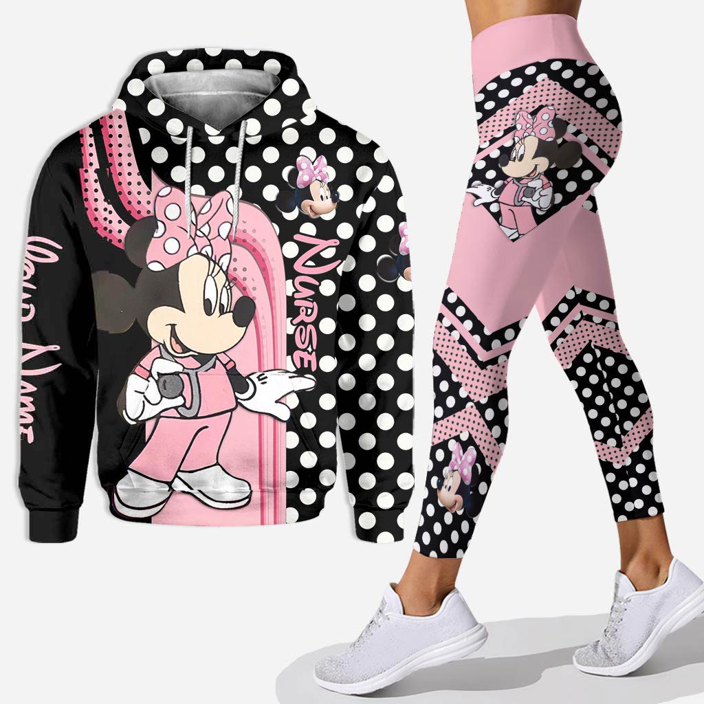 Personalized Minnie Mouse Nurse Hoodie and Leggings Set Hoodie & Leggings GradoCreations