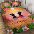 Personalized Tropical Mouse Quilt Set Custom Names Gift for Couples Quilt Set GradoCreations