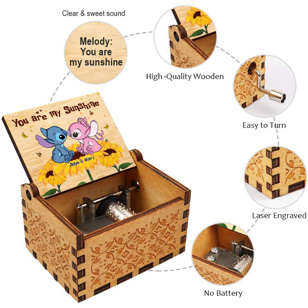 Personalized Hand Crank Music Box 'You Are My Sunshine' Gift for Couples Hand Crank Music Box GradoCreations