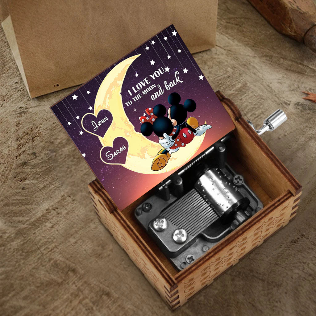 Personalized Hand Crank Music Box 'To The Moon And Back' Gift Hand Crank Music Box GradoCreations