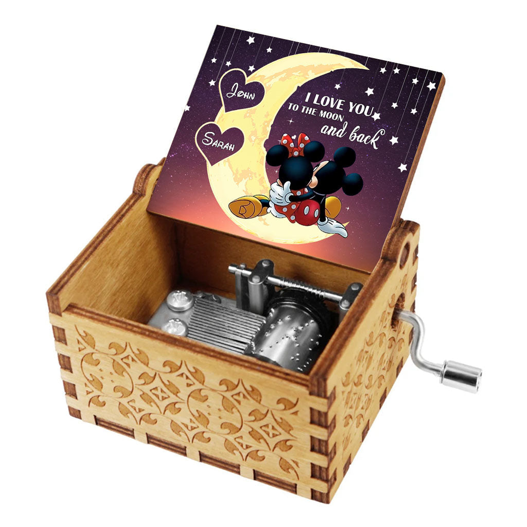 Personalized Hand Crank Music Box 'To The Moon And Back' Gift Hand Crank Music Box GradoCreations