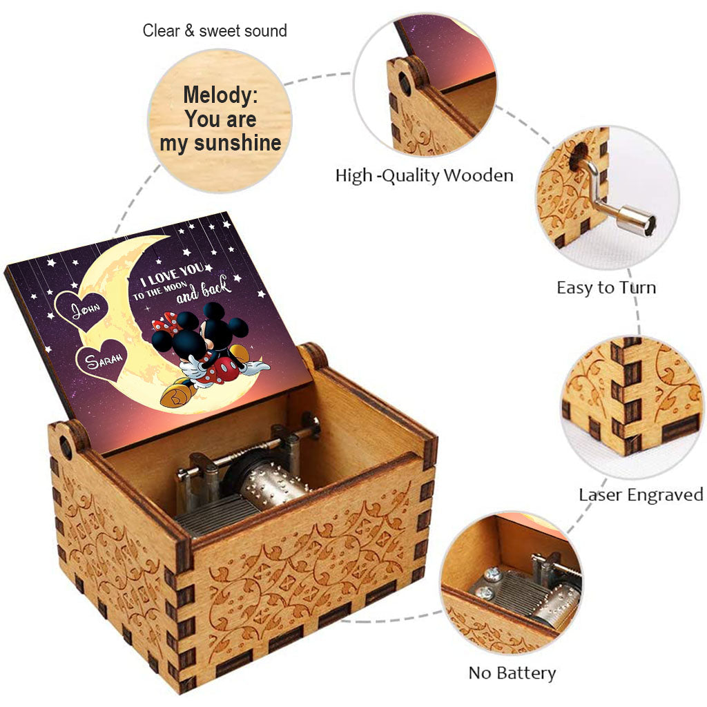 Personalized Hand Crank Music Box 'To The Moon And Back' Gift Hand Crank Music Box GradoCreations
