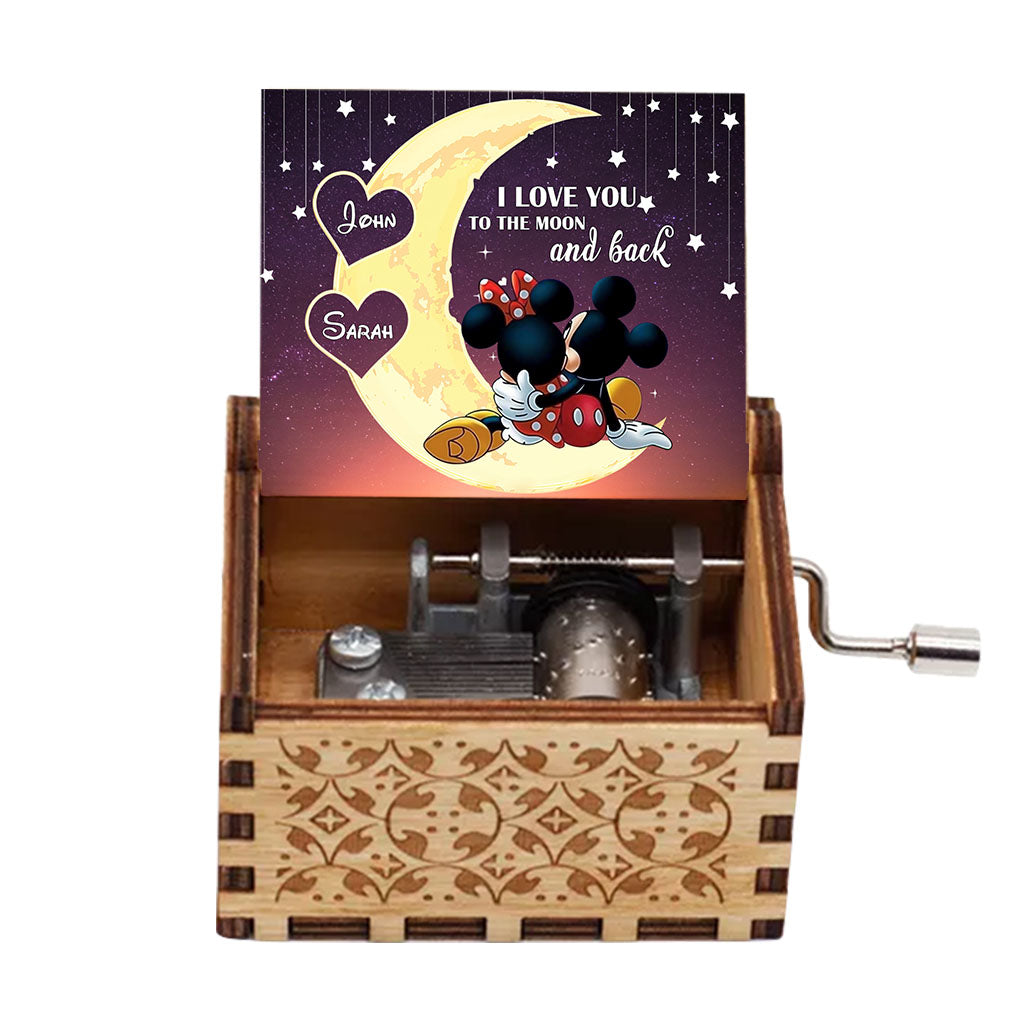 Personalized Hand Crank Music Box 'To The Moon And Back' Gift Hand Crank Music Box GradoCreations