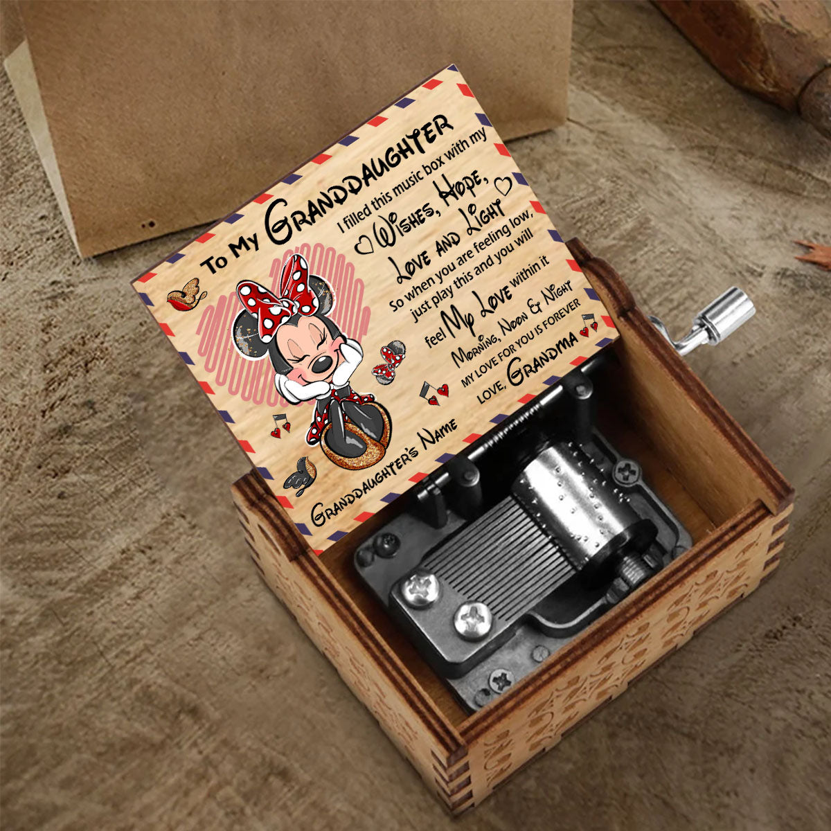 Personalized Hand Crank Music Box for Granddaughter - Mother's Day Gift Hand Crank Music Box GradoCreations