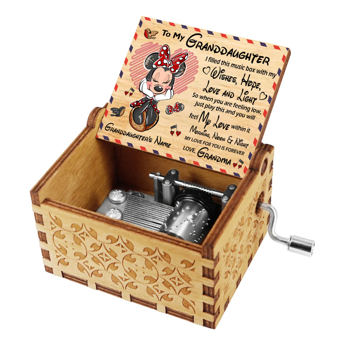 Personalized Hand Crank Music Box for Granddaughter - Mother's Day Gift Hand Crank Music Box GradoCreations