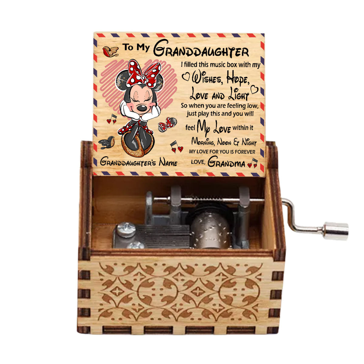 Personalized Hand Crank Music Box for Granddaughter - Mother's Day Gift Hand Crank Music Box GradoCreations
