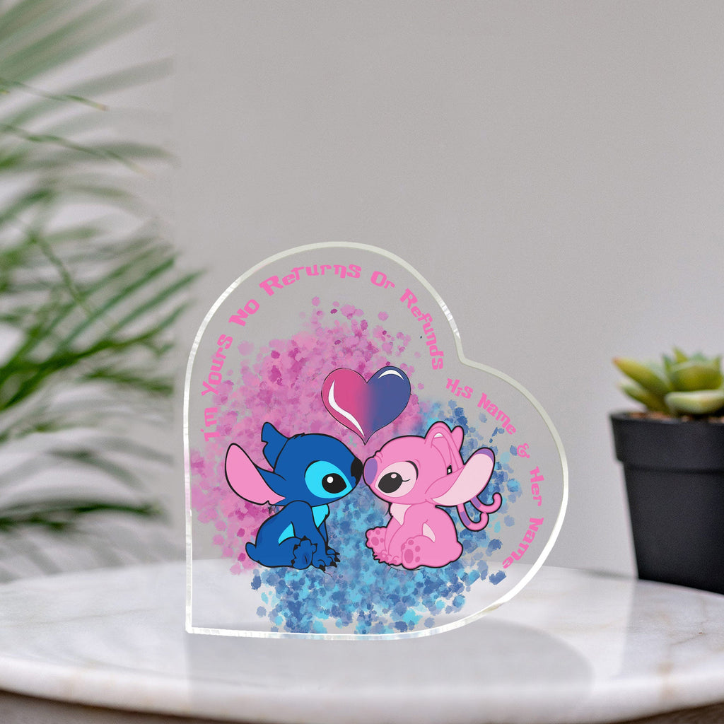 Personalized Heart Shaped Acrylic Plaque Custom Name Gift for Engagement or Wedding Custom Shaped Acrylic Plaque GradoCreations