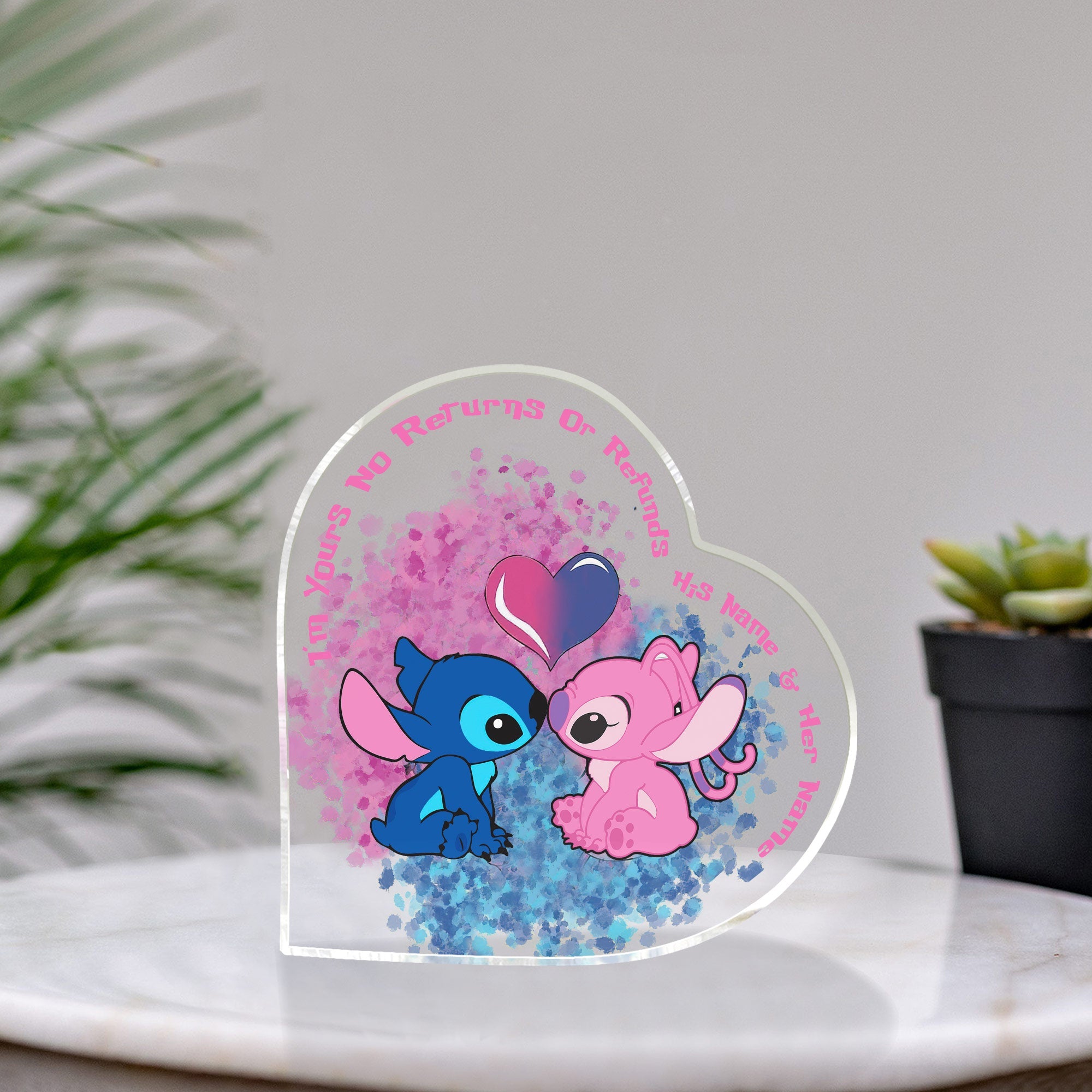 Personalized Heart Shaped Acrylic Plaque Custom Name Gift for Engagement or Wedding Custom Shaped Acrylic Plaque GradoCreations