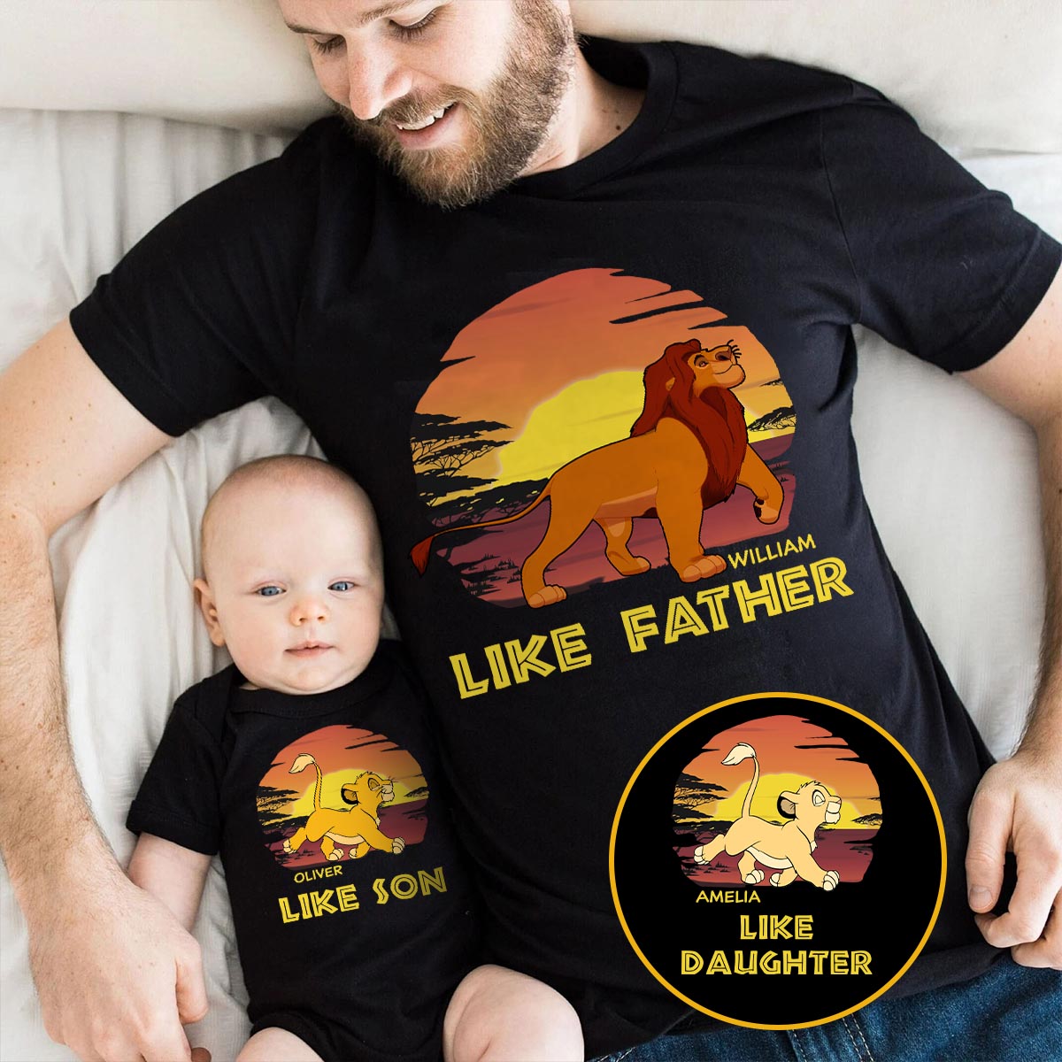 Personalized Father and Baby T-shirt Set Like Father Like Son Gift T-shirt And Baby Onesie GradoCreations