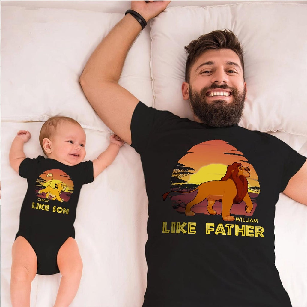 Personalized Father and Baby T-shirt Set Like Father Like Son Gift T-shirt And Baby Onesie GradoCreations