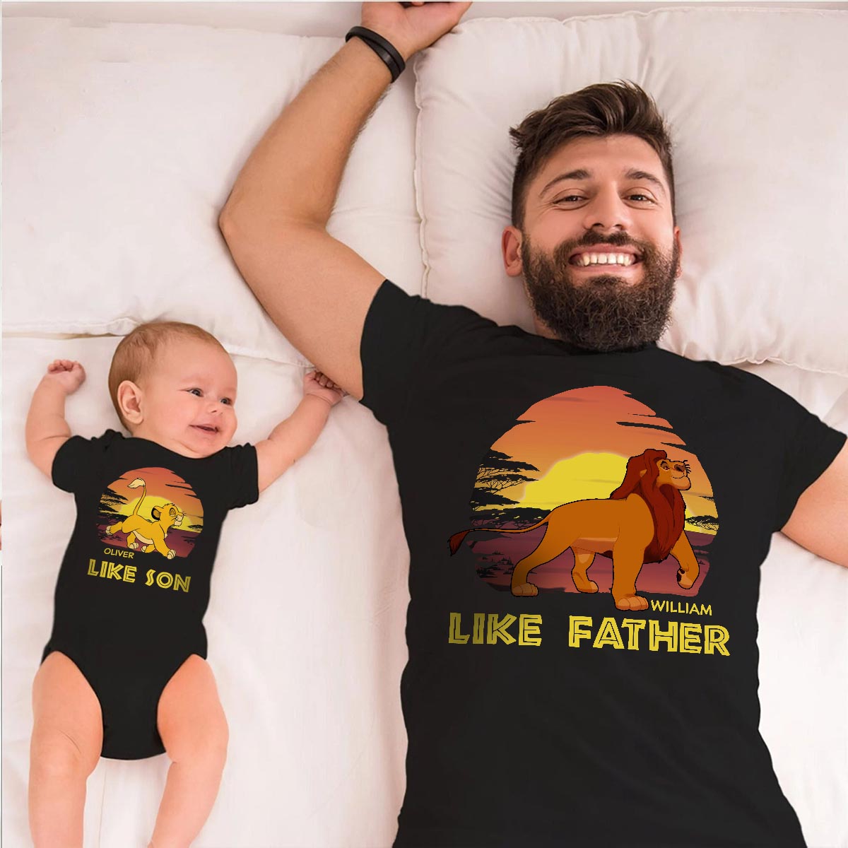 Personalized Father and Baby T-shirt Set Like Father Like Son Gift T-shirt And Baby Onesie GradoCreations