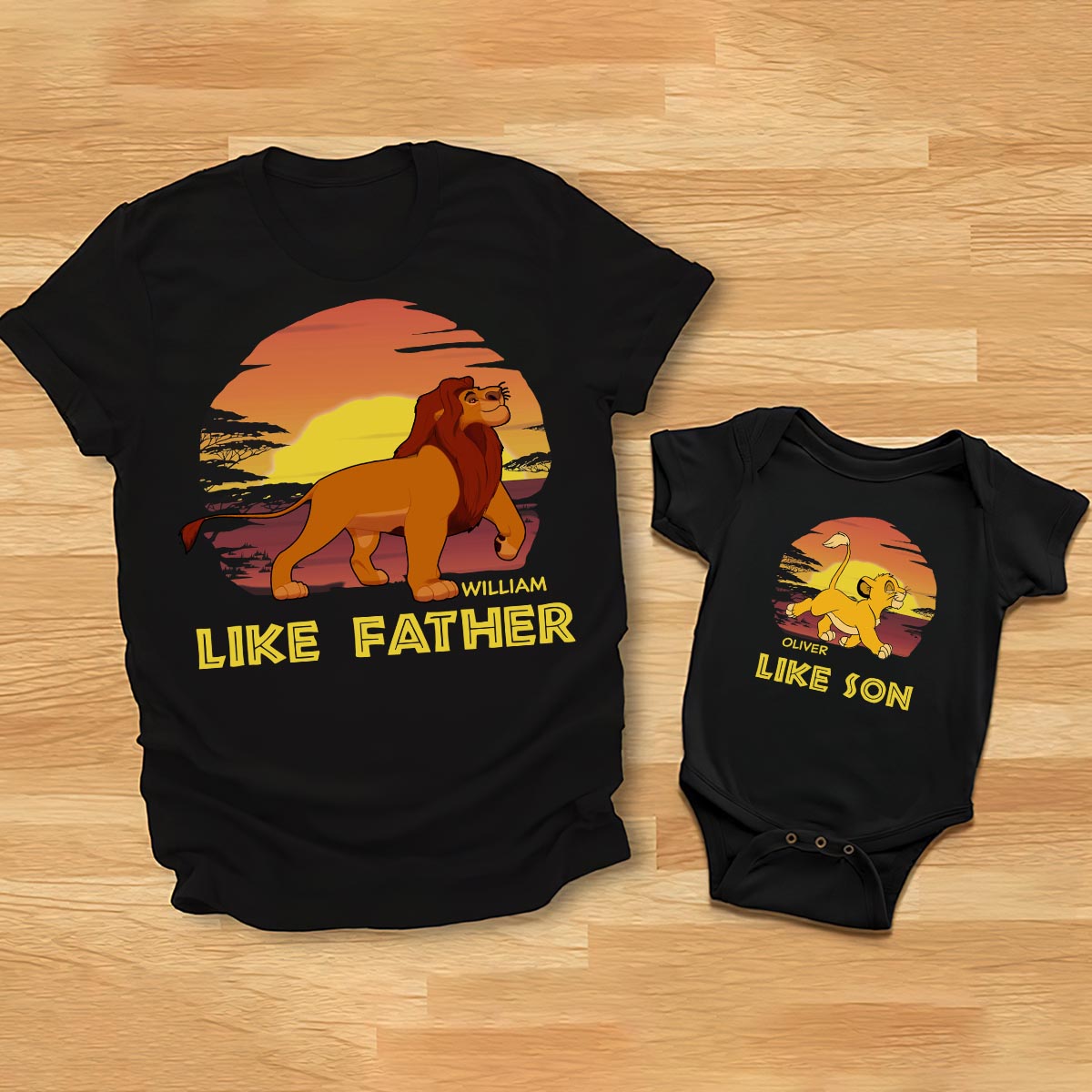 Personalized Father and Baby T-shirt Set Like Father Like Son Gift T-shirt And Baby Onesie GradoCreations