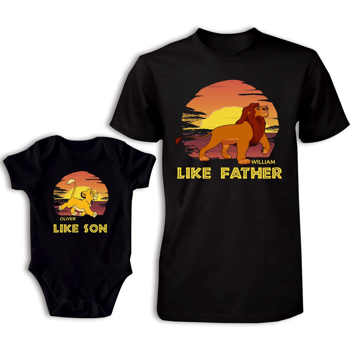 Personalized Father and Baby T-shirt Set Like Father Like Son Gift T-shirt And Baby Onesie GradoCreations