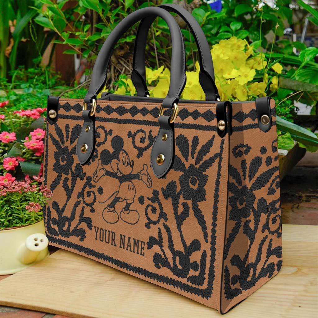 Personalized Leather Handbag with Mouse Ears - Custom Name Gift for Mom Leather Handbag GradoCreations
