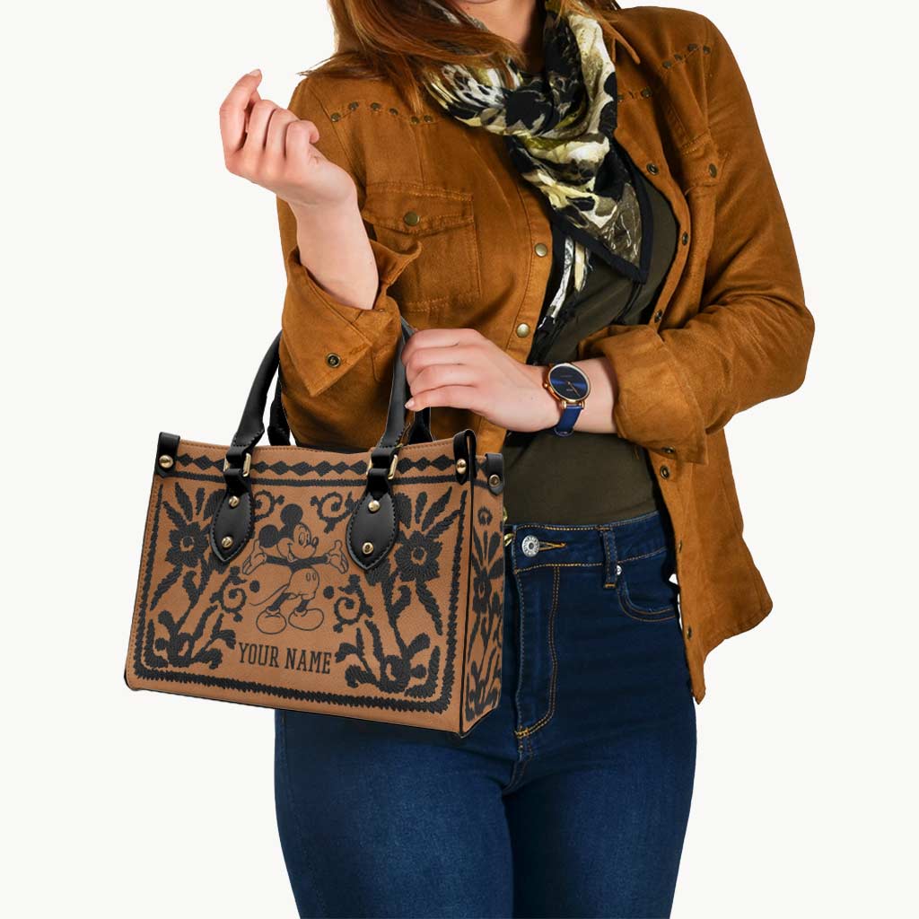 Personalized Leather Handbag with Mouse Ears - Custom Name Gift for Mom Leather Handbag GradoCreations