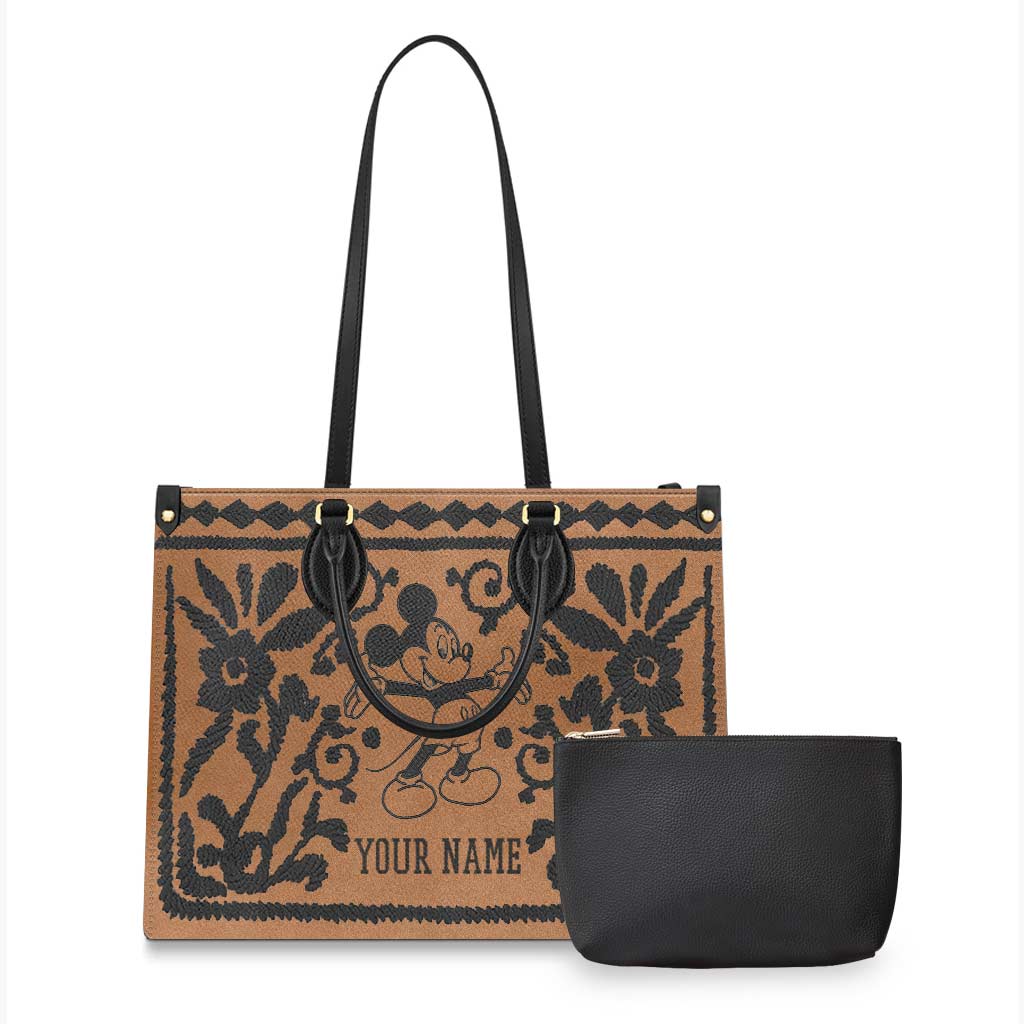 Personalized Leather Handbag with Mouse Ears - Custom Name Gift for Mom Leather Handbag GradoCreations
