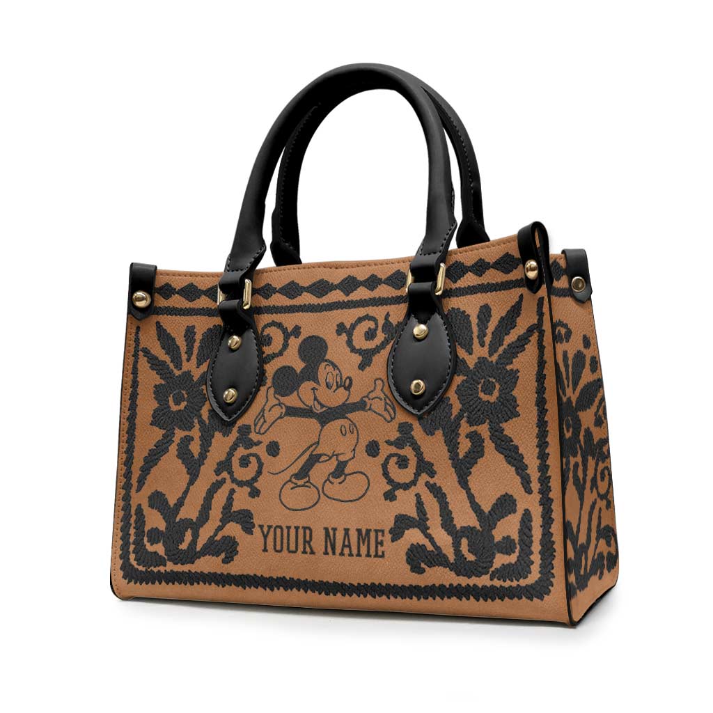 Personalized Leather Handbag with Mouse Ears - Custom Name Gift for Mom Leather Handbag GradoCreations