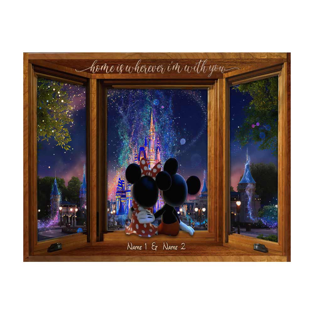 Personalized Couple Mouse Wall Tapestry with Custom Names - Valentine's Day Gift Wall Tapestry GradoCreations