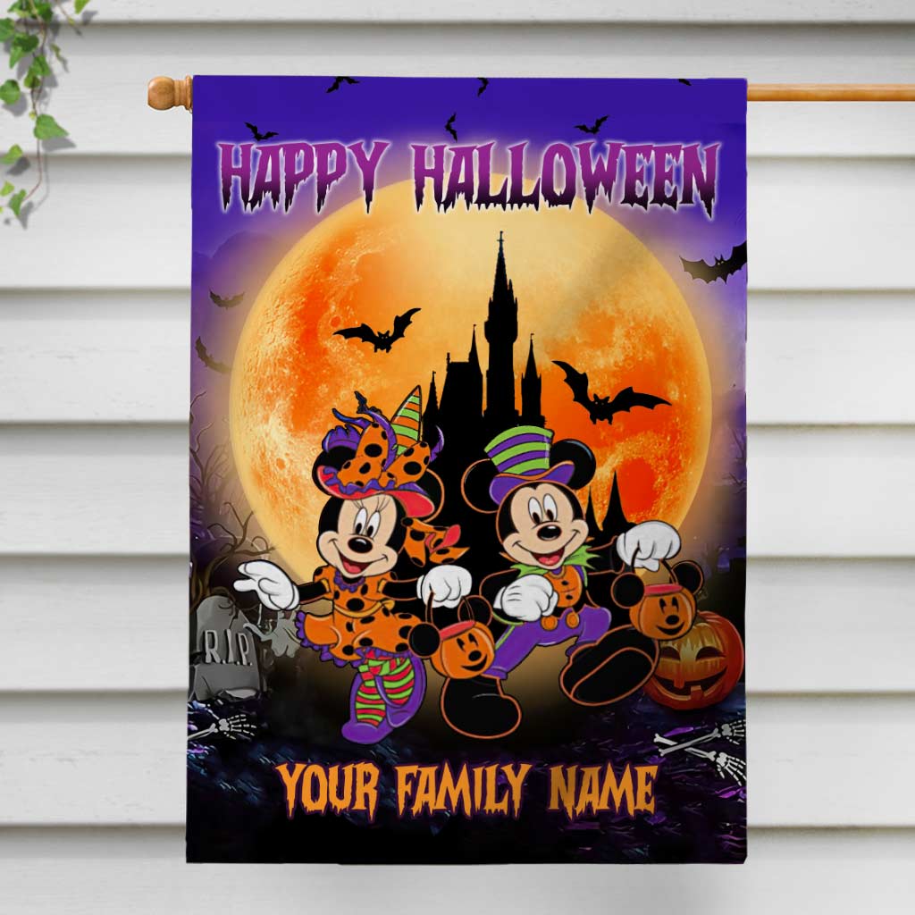 Personalized Halloween Mouse House Flag Custom Family Name Taffeta Decoration House Flag GradoCreations