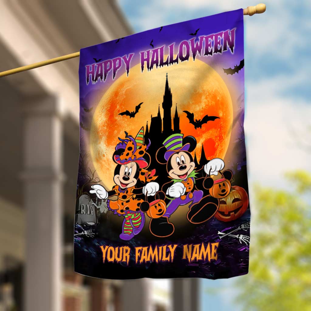 Personalized Halloween Mouse House Flag Custom Family Name Taffeta Decoration House Flag GradoCreations