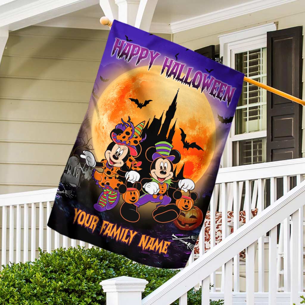 Personalized Halloween Mouse House Flag Custom Family Name Taffeta Decoration House Flag GradoCreations