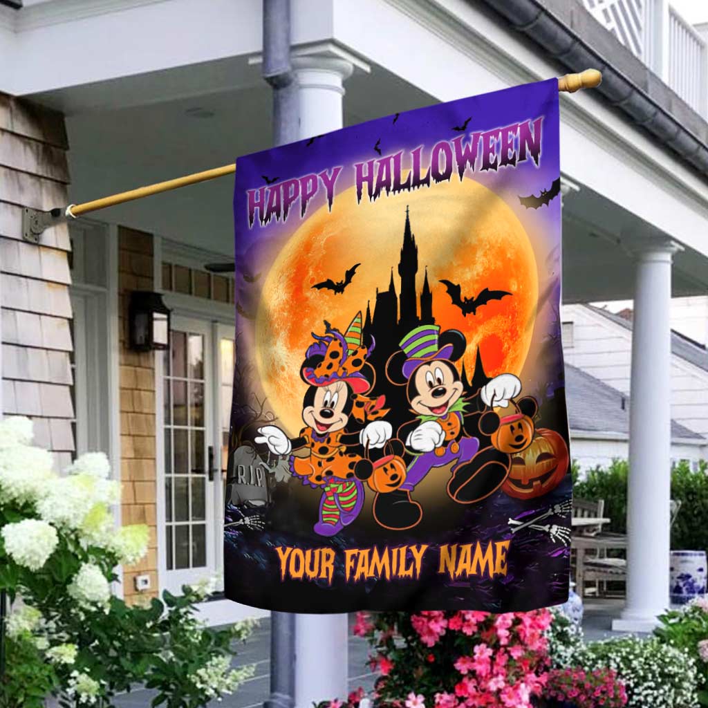 Personalized Halloween Mouse House Flag Custom Family Name Taffeta Decoration House Flag GradoCreations