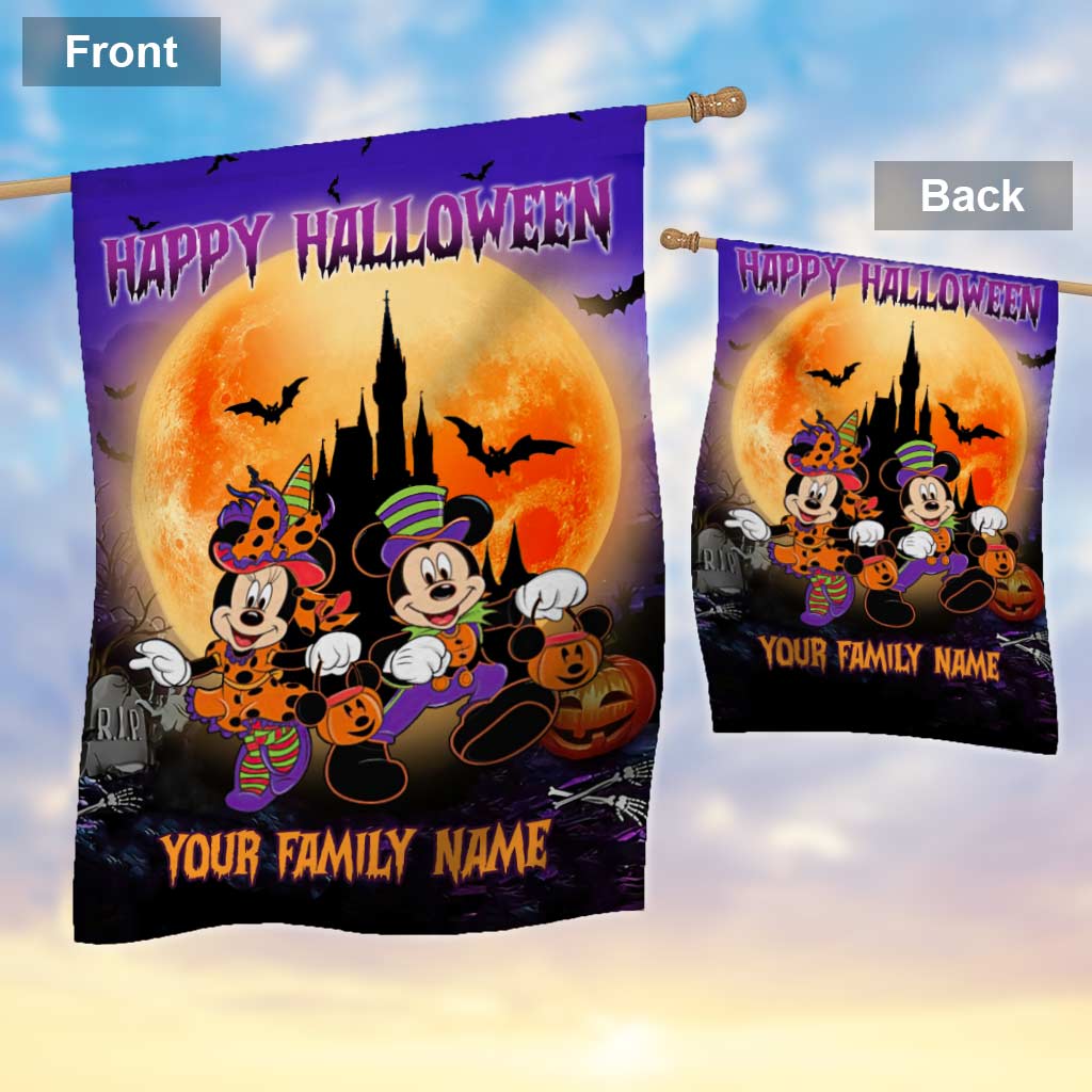 Personalized Halloween Mouse House Flag Custom Family Name Taffeta Decoration House Flag GradoCreations