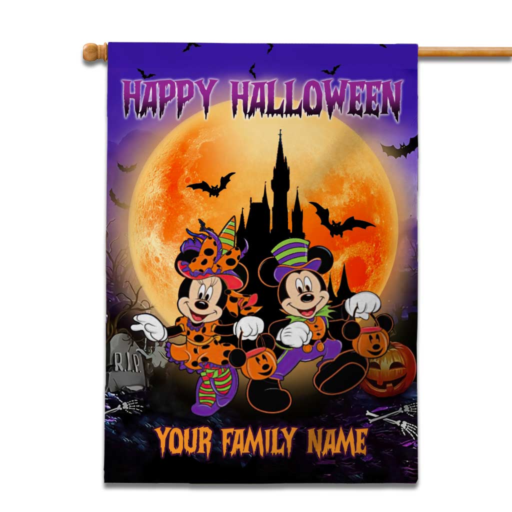 Personalized Halloween Mouse House Flag Custom Family Name Taffeta Decoration House Flag GradoCreations