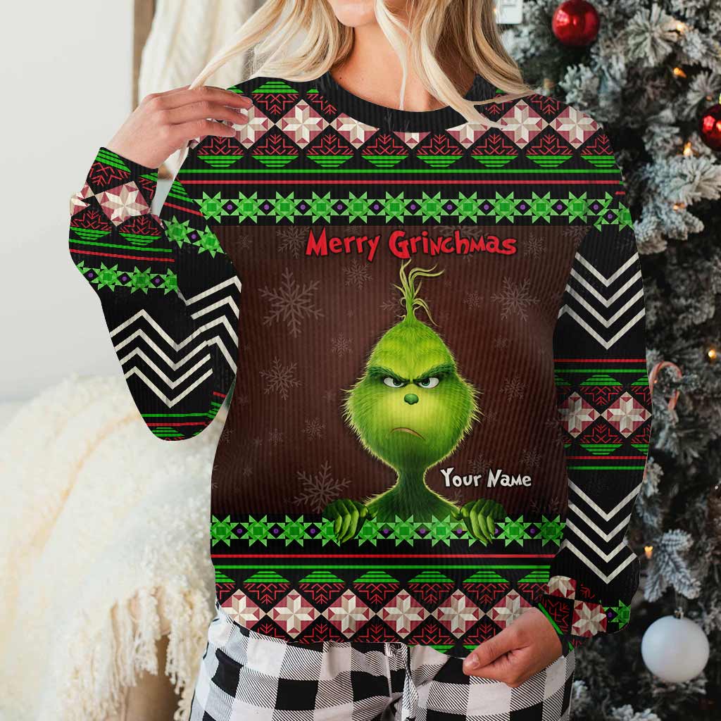 Personalized Merry Grinchmas Sweater with Custom Name for Christmas Sweater GradoCreations